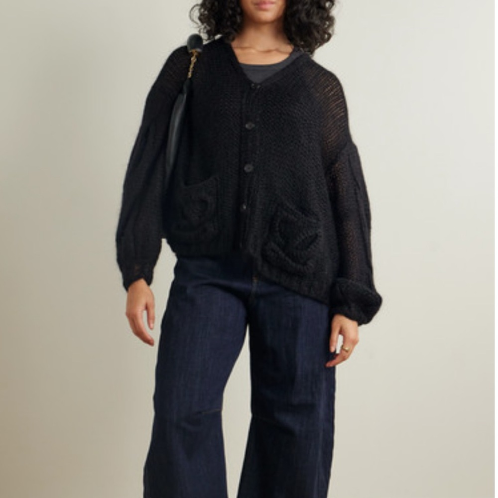 LOEWE Anagram logo open-knit sweater cardigan - Picture 3 of 4